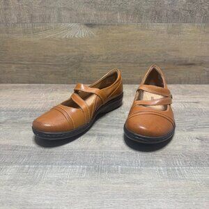 Clarks Bryiane Janey Brown Leather Mary Jane Shoes Women's Size 7.5